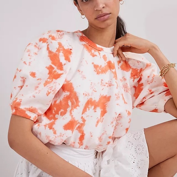 Clare V Tops - Clare V Orange and White Tie-Dye Short Sleeve Top